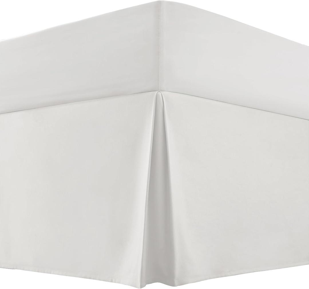 14 Inch Drop Bed Skirt King Size, Microfiber Tailored Style Bedskirt Elegant Pleated Design Platform King Bed Skirt, White