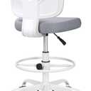 Primy Armless Tall Desk Chair, Adjustable Height and Footring, Mid-Back Ergonomic Standing Desk Chair Mesh Rolling Tall Chair for Art Room, Office or Home (Gray) (PR777-Z, Grey)