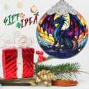 2 x Flying Dragon Stained Glass Orament - Christmas Ornament - Christmas Decorations for Tree - Holiday Present ldeas - Gift Exchange