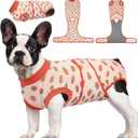 Kuoser Dog Recovery Suit for Female Male Dogs, Post-Surgery Bodysuit for Spay Neuter, Dog Onesie After Surgery, Anti-Licking Pet Surgical Recovery Suit, PinkStrawberry Medium