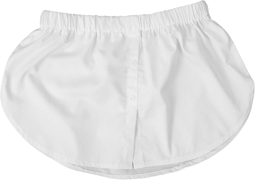 PRETYZOOM Shirt Extender for Women, Adjustable Shirt Extender, Removable Underskirt Layering with Elastic Waistband for Sweater, Hoodie, Free Size White