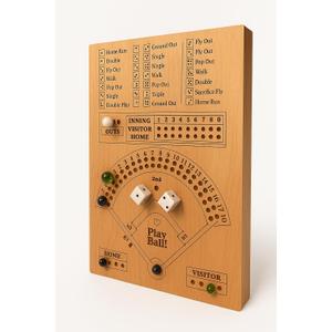 Baseball Dice Board Game with Dice Marbles - Board Games for Family Game Night (Wood)