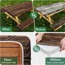 Picnic Table Cover with Bench Covers Elastic Edges, Brown Wood Fitted Table Cover, Outdoor Patio Camping Essentials 72 Inch 3PCS, Waterproof Camping Fitted Tablecloth with Drawstring Bag