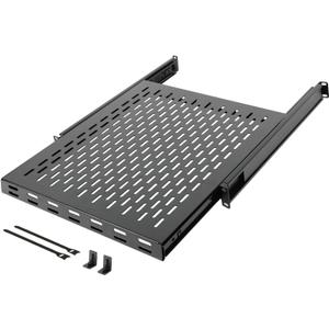 Tecmojo 1U Sliding Rack Shelf,4-Post Vented Rack Mount Shelf,21.7in Deep with Adjustable Mounting Depth 21.7-35.4in,Supports to 110lbs,for 19 Inch AV/Network Equipment Rack,Unassembled,Black