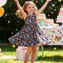 Lovekider Little Girls Casual Sleeveless Dresses Summer Swing Twirly Sundress Kids 3D Cute Sun Dress 4-8T (Black)