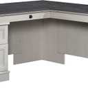 Sauder Palladia L Shaped Desk with Drawers, Office Desk with File Cabinet Storage, Cable Management, Keyboard Tray, in Glacier Oak Finish