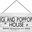Wooden Sign, 12x6 inch, Gigi and POPPOP's House Where Memories Are Made, Distressed Style, Gift for Grandparents, Indoor Outdoor