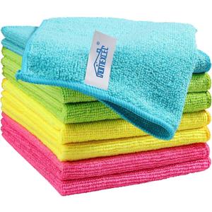 HOMEXCEL Microfiber Cleaning Cloth, 8 Pack Cleaning Rags, Cleaning Towels with 4 Color Assorted, 11.5"X11.5"(Green/Blue/Yellow/Pink)