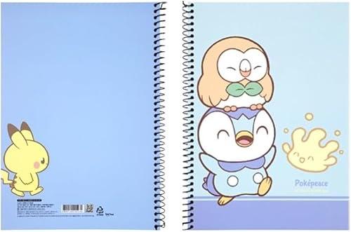 Pikachu Blank Unruled Spiral Notebook, About 60 Sheets, 7.3 x 10.3 Inches, About 60 Sheets (Blue)