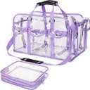 Abbylike 2 Pcs Large Professional Clear PVC Travel Makeup Bag with 4 External Pockets and Shoulder Strap Zippered Toiletry Bags for Women