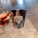 Heart-Shaped Crystal Rhinestone Stainless Steel Coffee Mug, Small Camping Mugs with Handle Durable and Reuseable Mug Cup for Water,Iced Coffee,Milk,Tea,Juice