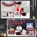 22 Pcs 2026 Graduation Tiered Tray Decor Sets Wooden Graduation Class of 2026 Table Decorations Senior 2026 Gown Diploma Farmhouse Signs for Home Shelf Party Office Desk(Dark Red)