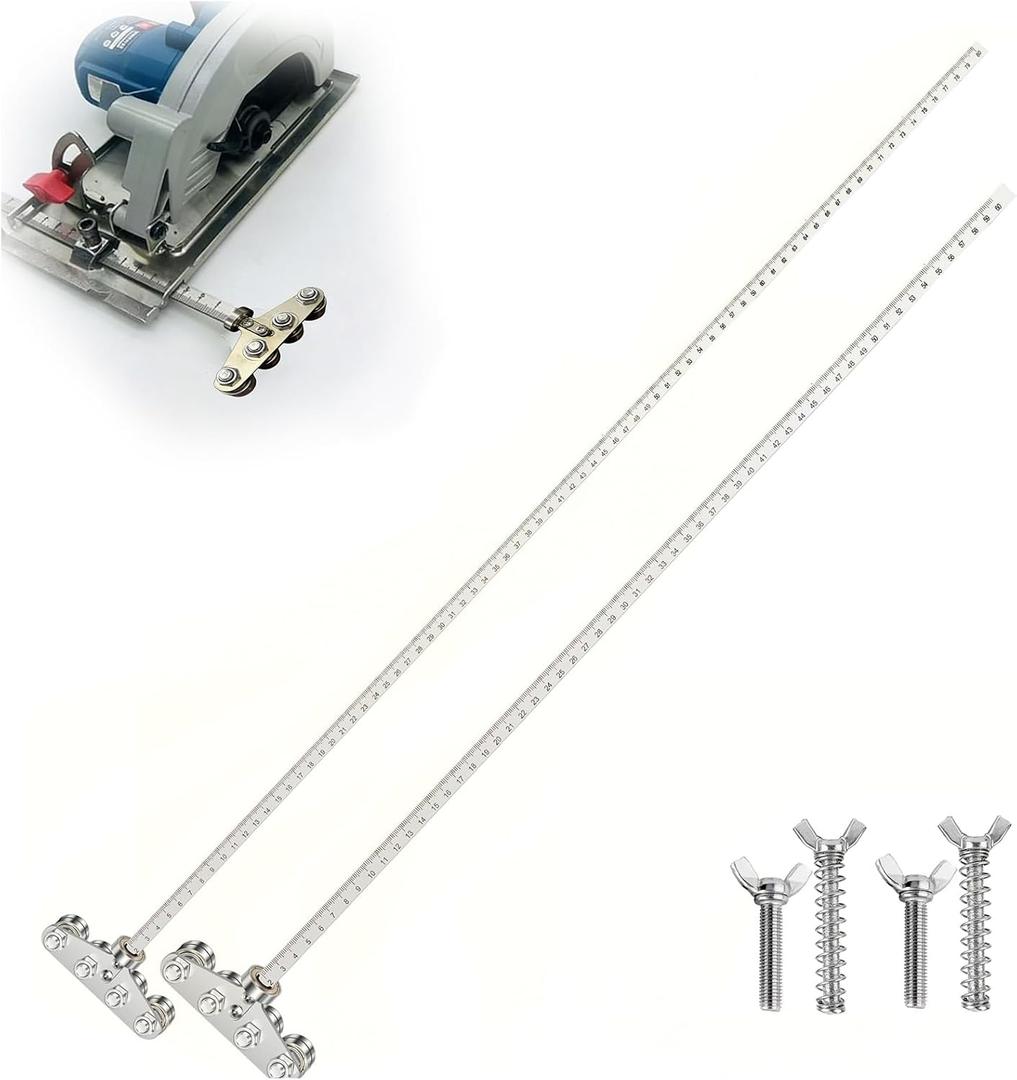 2 Pack Positioning Calipers for Precise Measurement, 23.6 Inch and 31.5 Inch Positioning Calipers for Circular Saw, Adjustable Guide Rail for Woodworking Positioning Cutting (Four-Axis)
