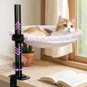 Cat Desk Bed, 360 Rotating & Height Adjustable Hammock Perch, Solid Metal Frame, Premium Velvet Fabric & 3D Mesh Cushion, 2 Washable Covers, Ideal Cat Bed for Indoor Use (Gray)