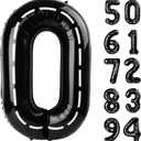 Race Car Number Balloon 40 inch, Black 0 Number Balloons, 10 20 30 40 50 Numbers Balloon Black Race Car Birthday Party Decorations for Boy Men