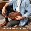 Personalized Leather Toiletry Bag for Men,Thanksgiving Day Gift for Dad Him Men,Custom Travel Shaving Bag,Dad Birthday Gift for Husband Groomsmen Anniversary Christmas Valentine's Father Day-Browm D