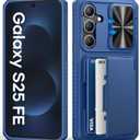 for Samsung Galaxy S25 FE Case Wallet with Card Holder (4-5 Cards), Slide Camera Cover, Military Grade Drop Shockproof, Heavy Duty Rugged Women Men Phone Case for Galaxy S25 FE 6.7" 2025, Blue