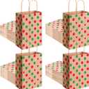 Kolldenn 100 Pcs Christmas Paper Gift Bags with Handles Polka Dots Goodie Bags Bulk Cute Candy Treat Storage for Xmas Holiday Birthday Baby Shower Party Favor Supplies