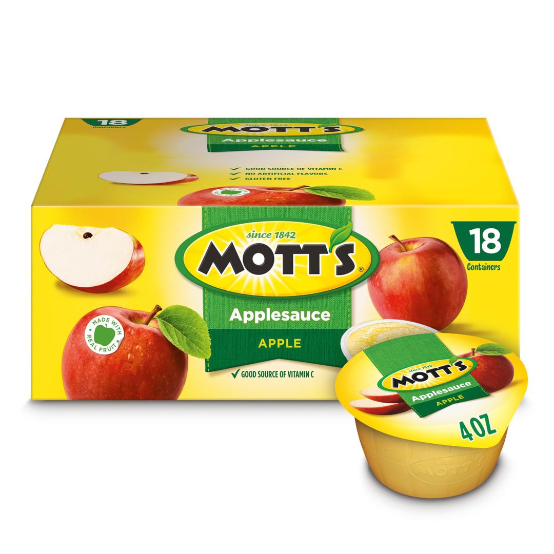Mott's Applesauce, 4 Oz Cups, 18 Count, No Artificial Flavors, Good Source Of Vitamin C, Nutritious Option For The Whole Family Exp. 06/20/27