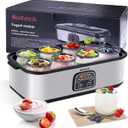 Yogurt Maker Automatic Digital Yoghurt Maker Machine with 8 Glass Jars 48 Ozs (6Oz Each Jar) LCD Display with Constant Temperature Control Stainless Steel Design for Home Use