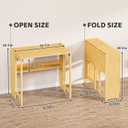 Bamboo Folding Desk for Small Spaces, Small Computer Foldable Desk, Natural, 32.28"Wx21.3"Dx29.92"H