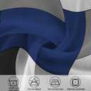 Geometric Navy Blue Sheer Curtains for Door Window, Black Semi-Transparent French Door Screen Curtains with Art Patterns for Multiple Door (25 x 72 Inch, 2 Panels)