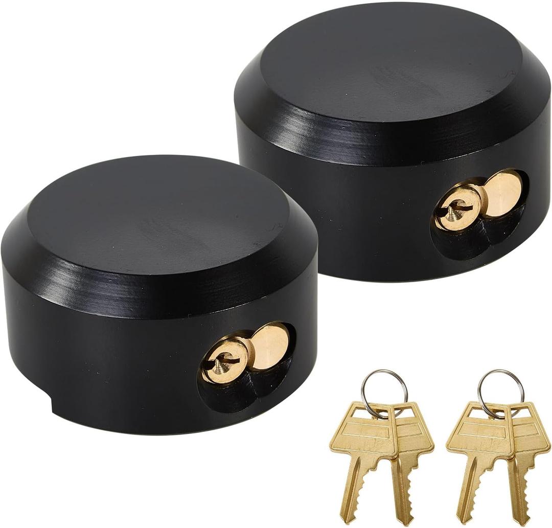 Pomunty 2 Pack Trailer Door Locks Keyed Alike Heavy Duty Hockey Puck Locks Reinforced Hidden Shackle Padlocks w/4 Keys Solid Steel Lock for Trailers Trucks Vans Shed Gates Garage