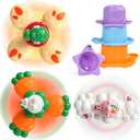 3D Animal Suction Spinners Mold Free Baby Bath Toys for Kids Ages 1-3 with 3 Stacking Cup for Travel Car Window High Chair Airplane Baby Sensory Toys Boys & Girls Christmas Birthdays Gift (6 Pcs)