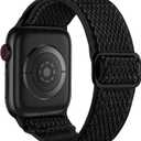 Lerobo Nylon Stretchy Solo Loop Watch Band, Compatible with Apple Watch Series 11-1, SE/Ultra 3 2 1 38/40/41/42/44/45mm/46mm/49mm, Adjustable Replacement Strap for Women Men (Black)