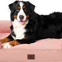EHEYCIGA Orthopedic Dog Beds for Extra Large Dogs, Waterproof Memory Foam XXL Dog Bed with Sides, Non-Slip Bottom and Egg-Crate Foam Big Pet Couch Bed with Washable Removable Cover, Dusty Pink