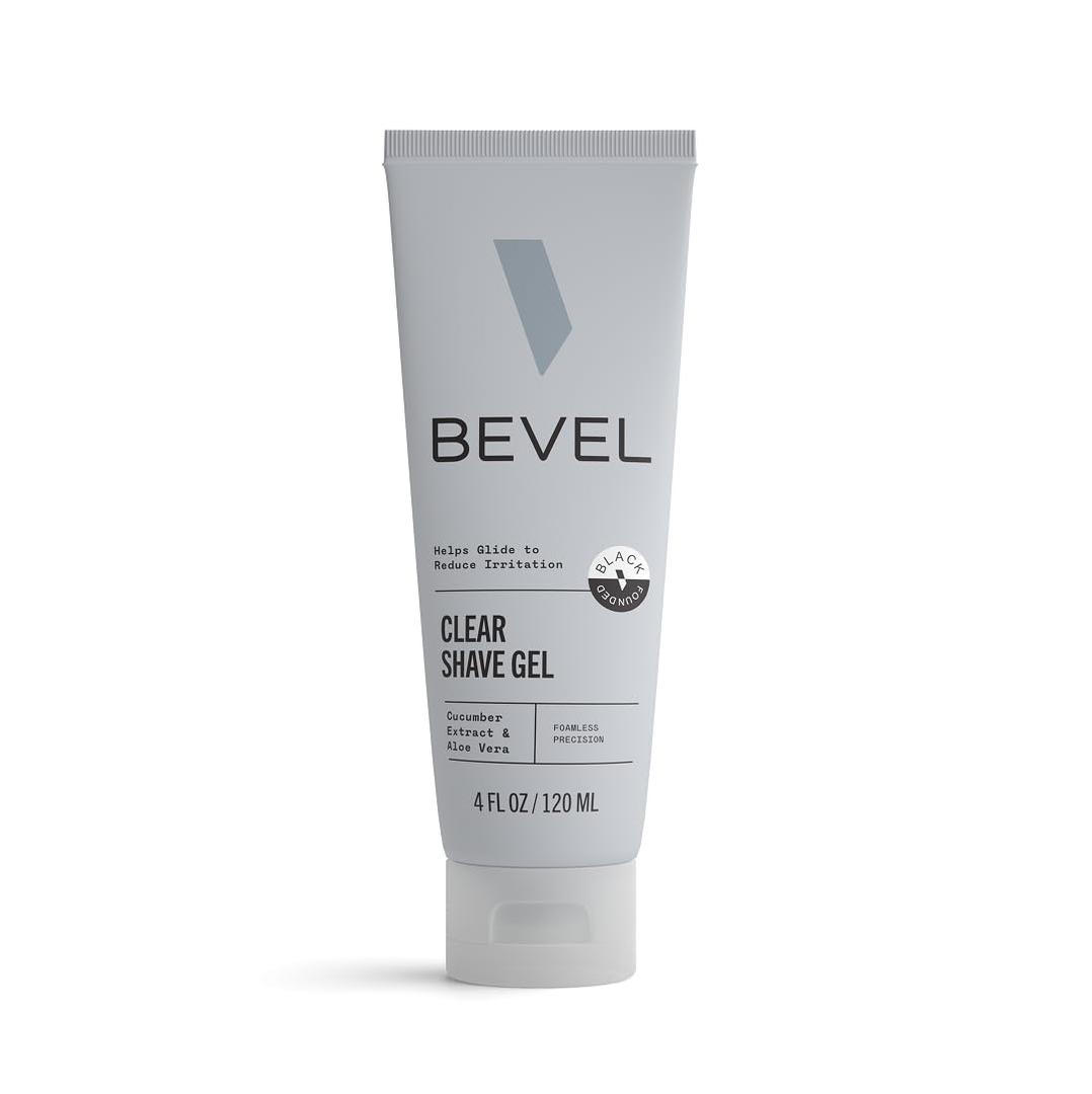 Bevel Essentials Clear Shave Gel for Men, Clear Shave Gel for Precise Detailing and Edging with Aloe Vera and Cucumber Extract to Soothe Skin and Prevent Razor Bumps, 4 Fl Oz
