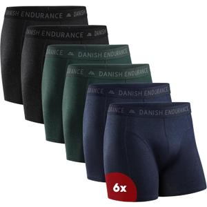 DANISH ENDURANCE Men's Cotton Boxer Briefs (6 or 10-Pack)  Soft, Stretchy, Breathable, With/Without Fly (Large, Multicolor (2 X Black, 2 X Green, 2 X Blue Melange))