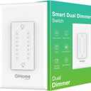 GHome Smart Dual Dimmer Switch, 2 in 1 Control, 2.4Ghz WiFi Smart Light Switch Compatible with Alexa and Google Home, Single-Pole, Neutral Wire Required, Voice Control, FCC Certified