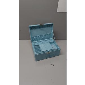 Two-Layer Jewelry Box Organizer Display Storage case with Lock (Blue)