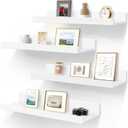 LaVie Home 23.6-Inch White Floating Shelves for Wall Storage Set of 4 - Modern Minimalist Picture Ledge Shelf Wall Decor for Kitchen, Bedroom, Bathroom, and Living Room