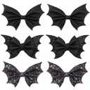 6 Pcs Bat Bow Hair Clips Halloween Bat Hair Clip Goth Halloween Hair Barrettes for Women Girls, 4inch