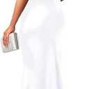 YMDUCH Women's Elegant Sleeveless Off Shoulder Bodycon Long Formal Party Evening Dress (White, M)