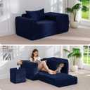 MAXYOYO Folding Sofa Couch, Convertible Floor Sofa with Armrest, Multifunctional Sofa with Pillow and Pockets, Boneless Couch for Living Room, Navy, Standard