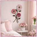 Xuhal Metal Flower Wall Art, 15.75 Inch Vintage Daisy Wall Decor, Rustic Metal Floral Hanging Farmhouse Spring Leaf Sculpture for Living Room Bedroom Indoor Outdoor(Pink)