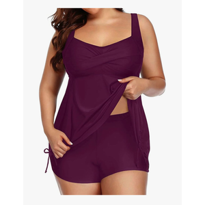 Aqua Eve Women Plus Size Tankini Swimsuit Two Piece Flowy Swimdress Bathing Suits with Shorts 22W