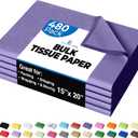 Purple Tissue Paper for Gift Bags - 15" X 20" Bulk Tissue Paper Purple 480 Sheets - 10lb Newsprint for Packing, Birthday Gift Box Filler, Packing Supplies for Moving Supplies Crown Display
