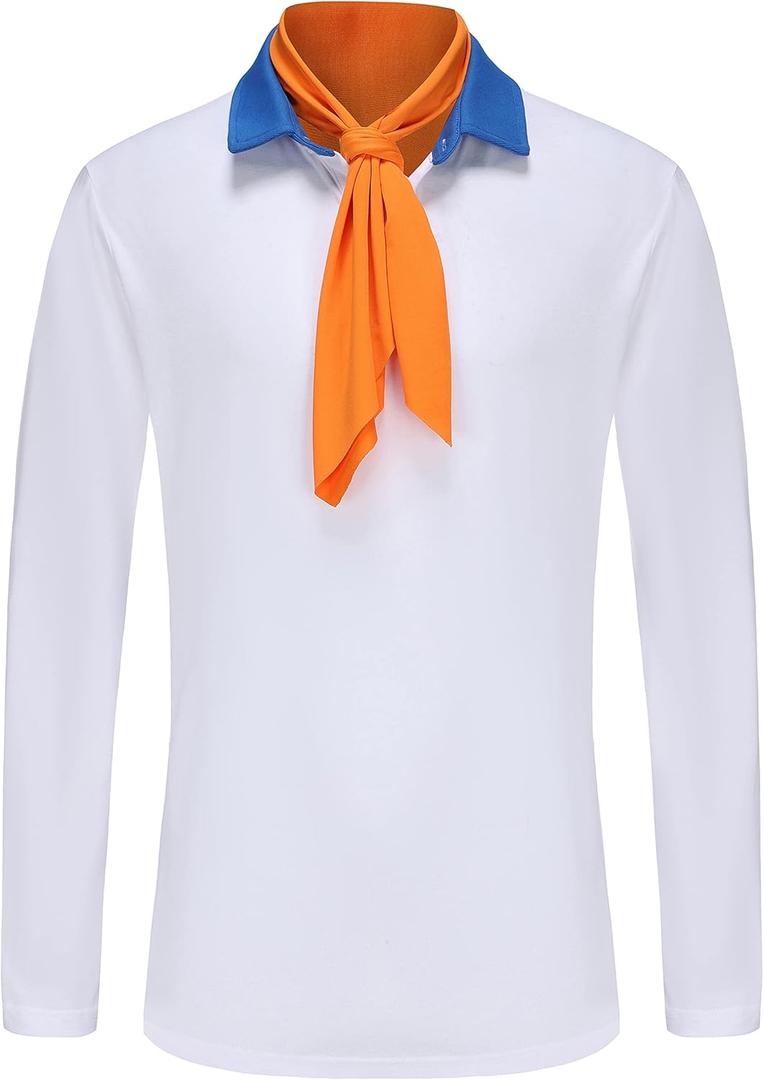 Adult Halloween Costume Tops Men's Cotton Summer Autumn Cosplay Long Sleeve Shirt (XX-Large, White)