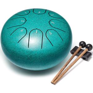 Steel Tongue Drum Percussion, 6 Inch 8 Notes Musical Instruments, Music Gifts for Family Friends (Malachite)
