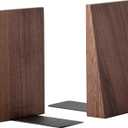 Muso Wood Thickened Wooden Bookends for Heavy Books, Creative Decorative Non-Skid Handmade Walnut Wood Ends for Shelves