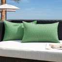 Kevin Textile Outdoor Waterproof Throw Pillow Covers Pack of 2 Boho Farmhouse Decorative Lumbar Cushion Covers for Garden Patio Tent Balcony Bench Couch Sofa 14x24 Inch, Sage Green