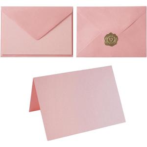 Homtable 50 Pack Shiny Envelopes with Shiny Cards and Gold Stickers for Invitations and Greeting Cards (Shiny Pink, 5x7)