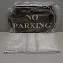 Juexica 4 Pcs No Parking Signs with Stand - 12" x 8" No Parking Yard Sign Double Sided, Heavy-duty Metal, Weatherproof & UV Protected for Driveway, Private Property(Gold Black)