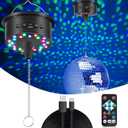 Disco Ball Motor with 17FT USB Cable, 3-15 RPM & 30 LEDs Disco Ball Motor with Remote for 4" 6" 8" 12" Balls for Party Wedding (USB/Battery Powered and No Ball)