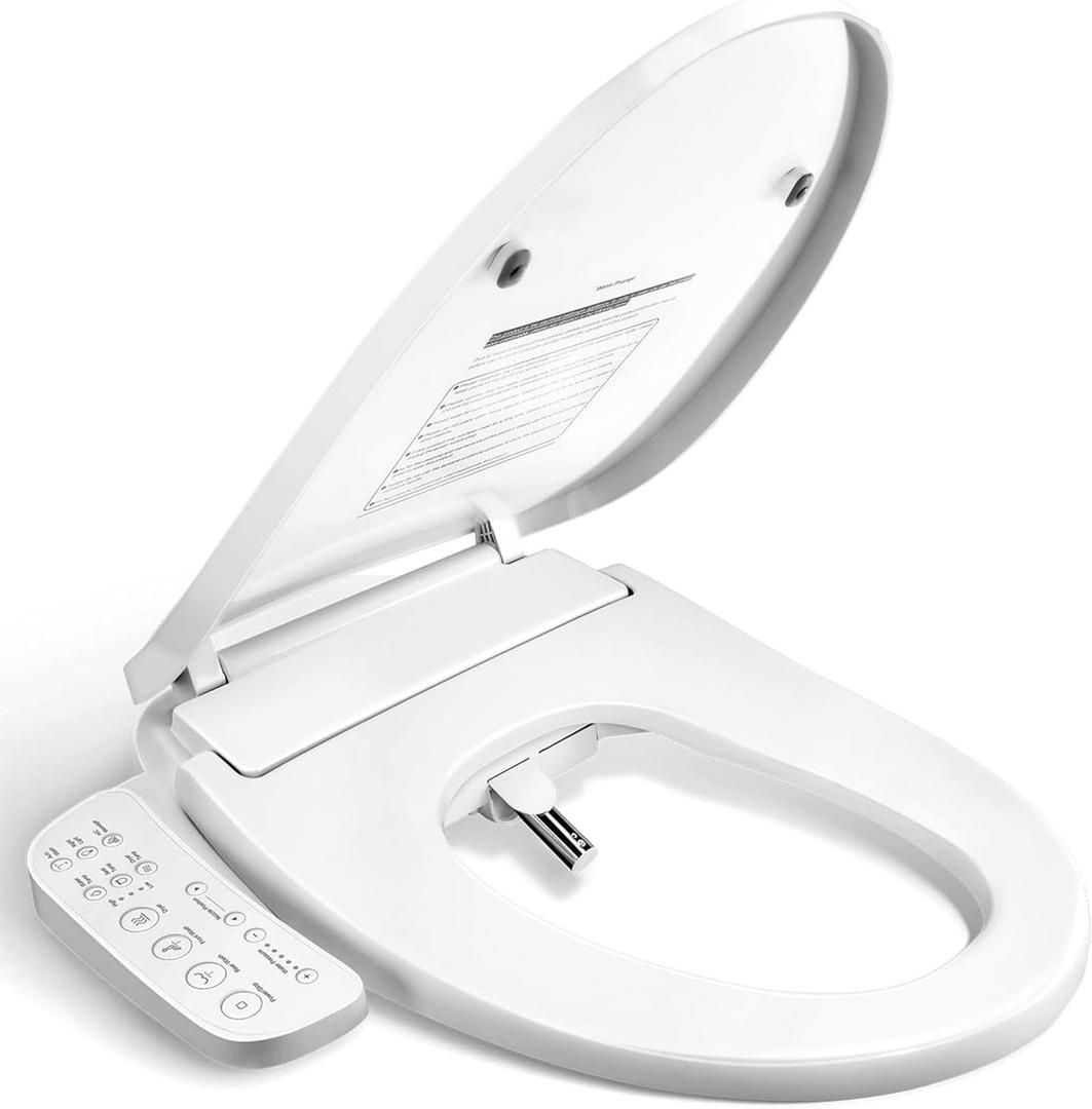 BRAVAT® Electric Bidet Toilet Seat Elongated, Heated, Soft Close | Front/Rear wash, Instant heated seat&warm water&air dryer, Night light, Stainless steel nozzle, German engineered