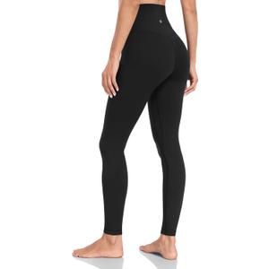 HeyNuts Yoga Pro Leggings 28'', Light to Medium Support, Buttery Soft Lounge Yoga Pants Full Length (Small, Black)